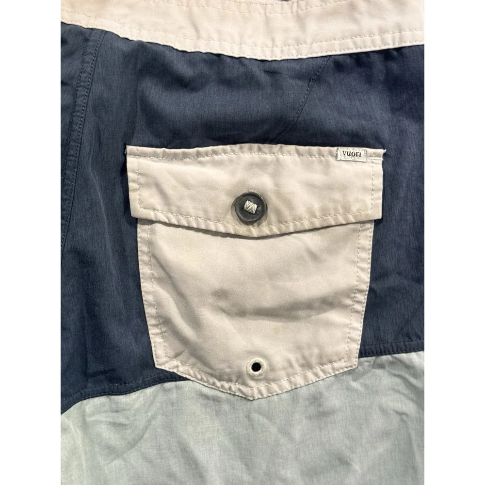 Vuori Board Shorts Mens 32 Blue Striped Stretch Surf Coastal Swim Trunk